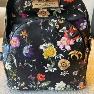 Marc New York Black Backpack with Colorful Floral Design